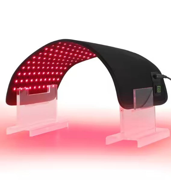 Small red and blue LED therapy pad wrapped on horse leg”
“Equine wound healing light pad with arch mounts”
“Portable cordless LED pad treating horse neck muscle”
“Blue light therapy for proud flesh in horses