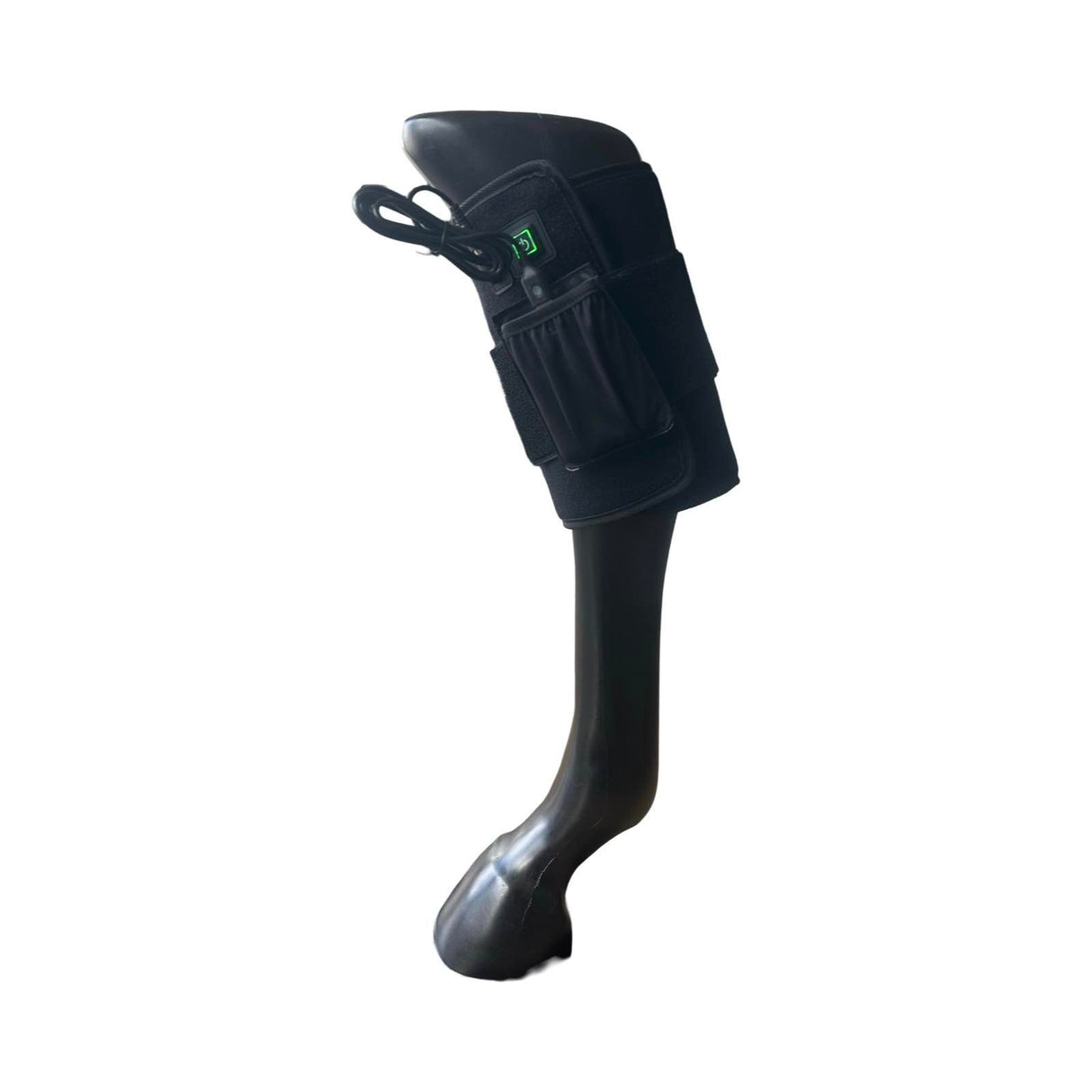 Small red and blue LED therapy pad wrapped on horse leg”
“Equine wound healing light pad with arch mounts”
“Portable cordless LED pad treating horse neck muscle”
“Blue light therapy for proud flesh in horses