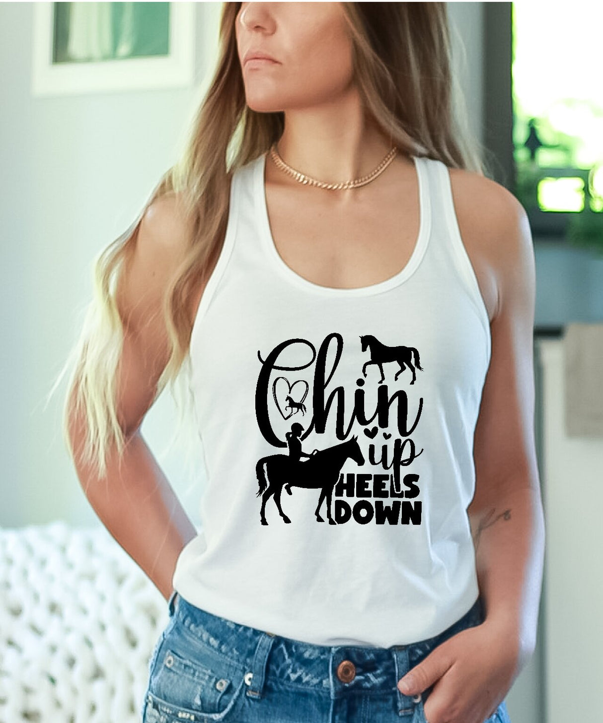 Chin Up Heels Down Design 2 - Tank Top