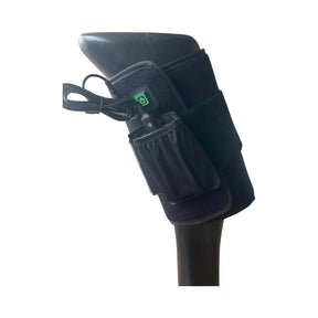 Small red and blue LED therapy pad wrapped on horse leg”

“Equine wound healing light pad with arch mounts”

“Portable cordless LED pad treating horse neck muscle”

“Blue light therapy for proud flesh in horses