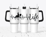 Dressage Life Line - 40oz Double Insulated Travel Mug with Handle