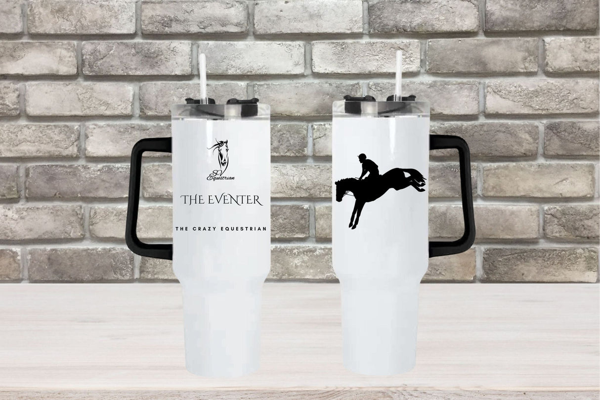 The Eventer ~ The Crazy Equestrian  - 40oz Double Insulated Travel Mug with Handle