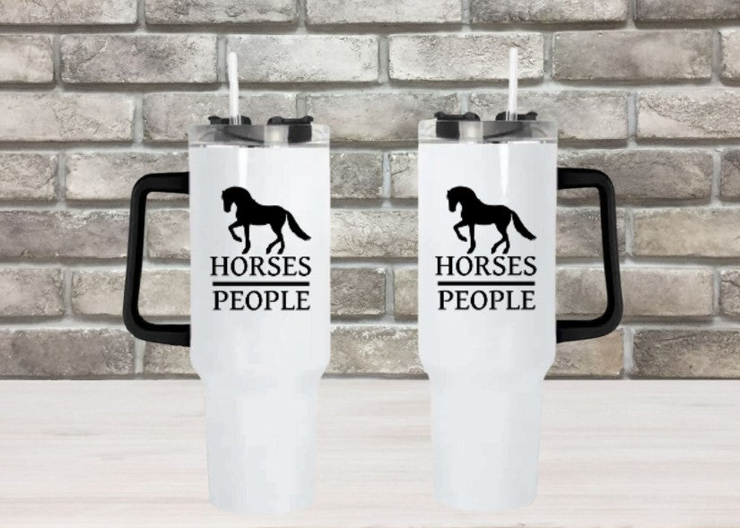 Horses Over People - 40oz Double Insulated Travel Mug with Handle