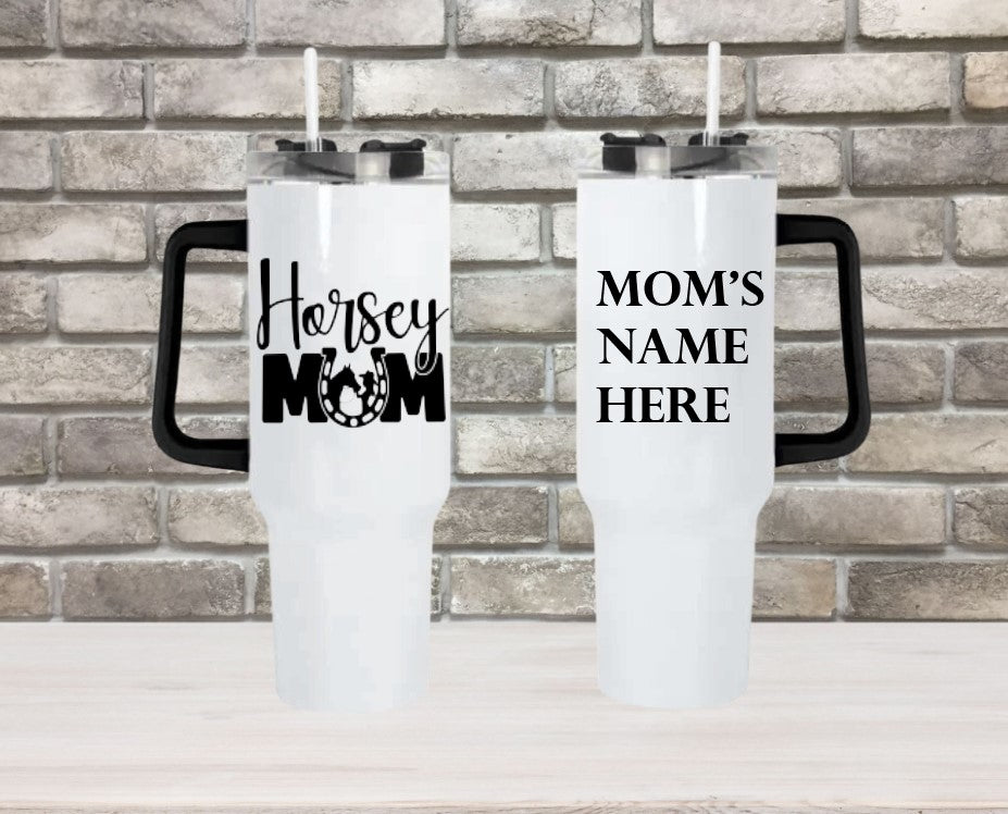 Horsey Mum 1 -  40oz Double Insulated Travel Mug with Handle