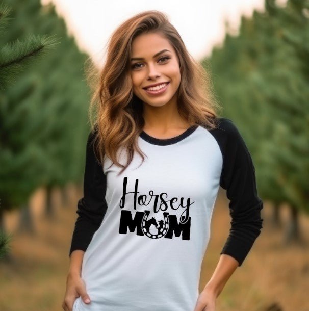 Horsey Mum 1 - Raglan 3/4 Sleeve Shirt