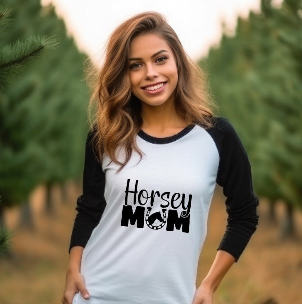 Horsey Mum 2 - Raglan 3/4 Sleeve Shirt