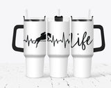 Hunter/Jumper Life Line - 40oz Double Insulated Travel Mug with Handle