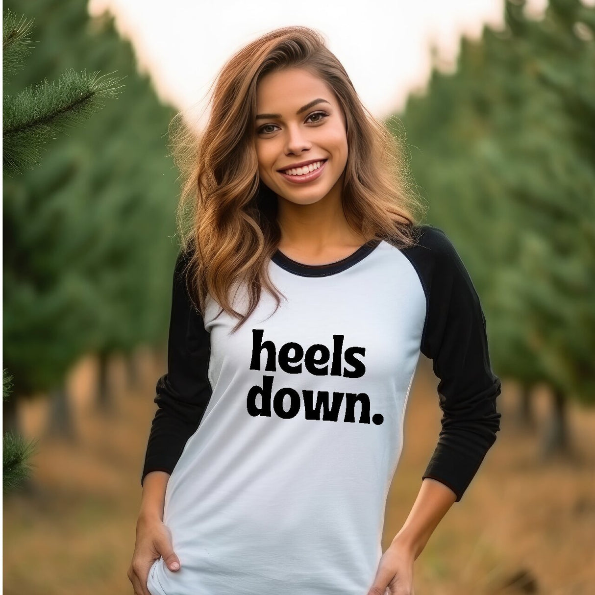 Heels Down- Raglan 3/4 Sleeve Shirt