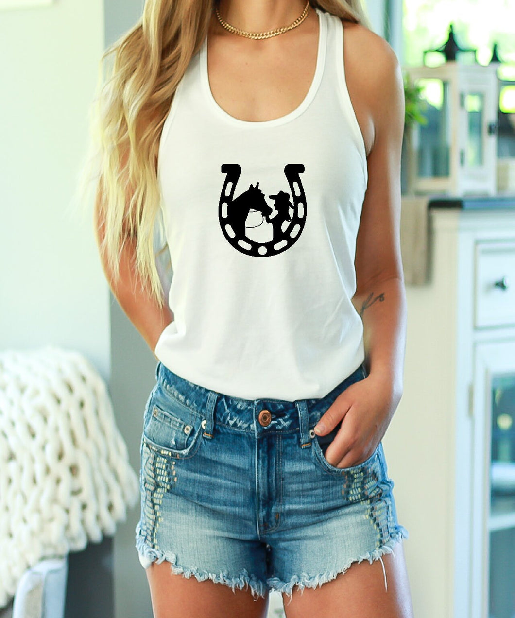 Horse Shoe Cowgirl Tank Top