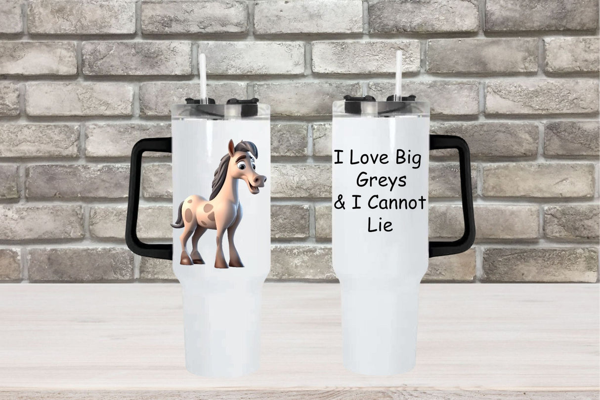 I Love Big Greys & I Cannot Lie - 40oz Double Insulated Travel Mug with Handle