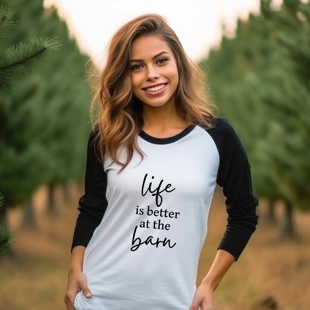 Life Is Better At The Barn - Raglan 3/4 Sleeve Shirt